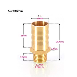 TopHomer 1Pcs BSP Hose Connector Brass Pipe Fitting 6mm/8mm/10mm/12mm/16mm/19mm/25mm, Hose Barb Tail Male BSP Thread Connector Joint Copper Coupler Adapter
