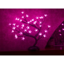 Lightshare 16Inch 36LED Cherry Blossom Bonsai Light, Pink Light, Battery Powered and Plug-in Adapter (Included), Built-in Timer, Décor for Home,Festival,Party,Christmas,Night Light