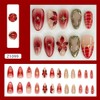 24Pcs Fall Press on Nails Short Almond Fake Nails with