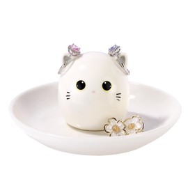 Cat Mom Gifts for Women, Kitty Cat Ring Holder for Jewelry, Jewelry Tray Dish Rings Bracelets Earrings Trinket Tray, Cat Gifts for Cat Lovers Mother's Day Birthday Wedding Christmas Gifts