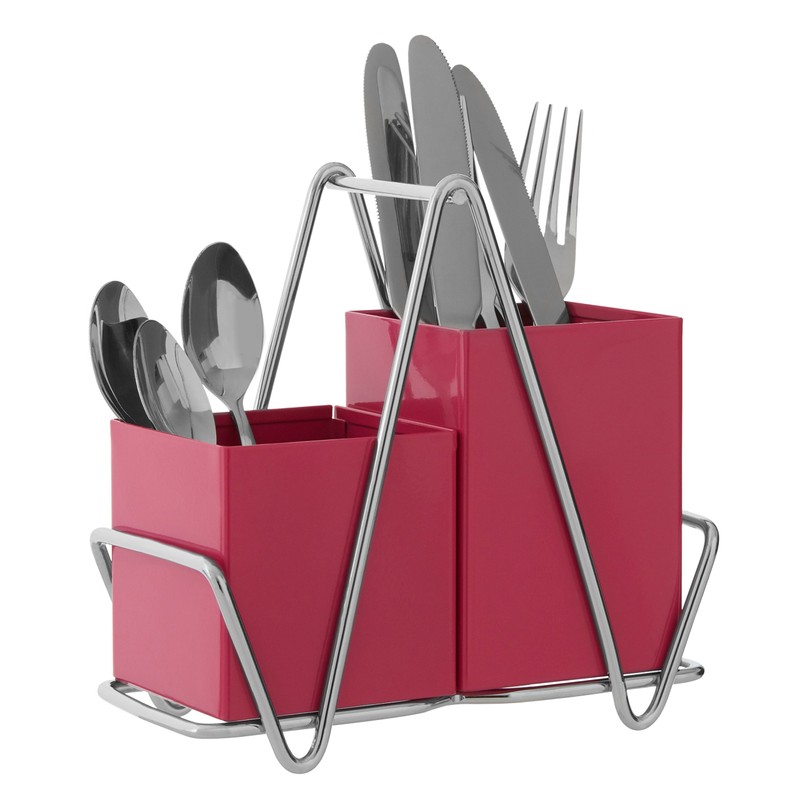 Premier Housewares 511133 2 Compartment Cutlery Caddy - Hot Pink,