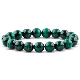 10mm Natural Beads Bracelet for Women Men Healing Anxiety Bracelet for Women Bring Prosperity Luck and Health (Malachite)