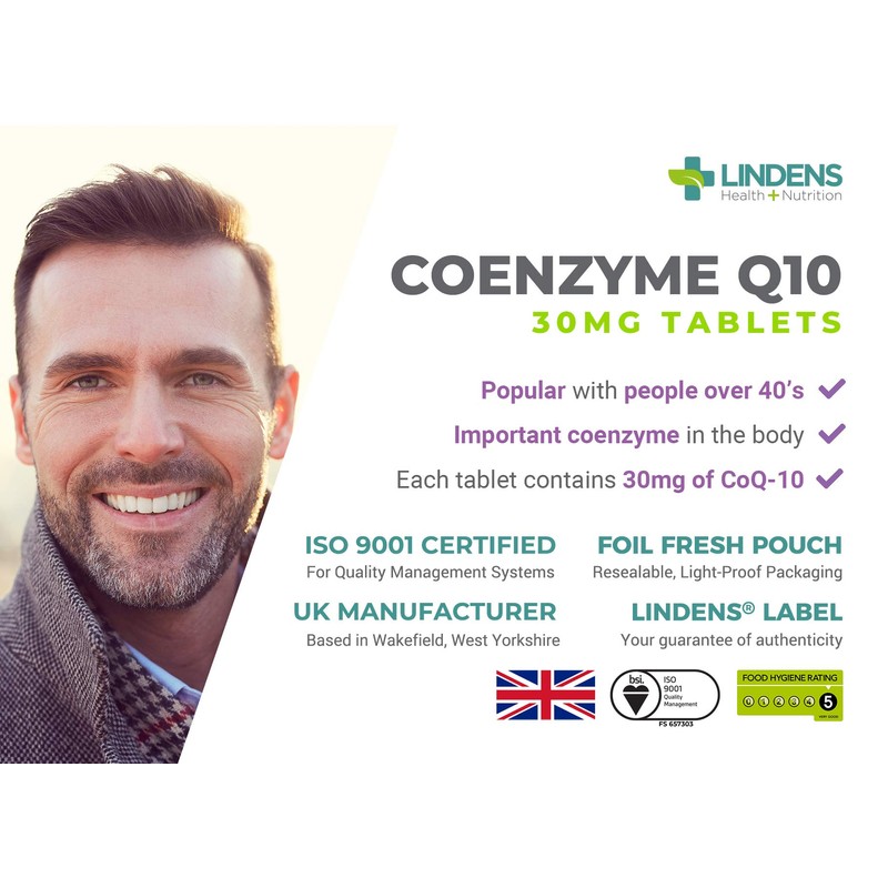 Lindens Coenzyme Q10 30mg - 120 Tablets- Popular for Statin