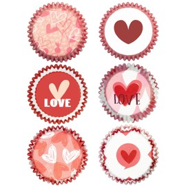 Gcardist 300 Pieces Standard Muffin Cases Cupcake Cups 6 Designs Pink Valentine's Day Muffin Paper Baking Cups Cupcake Cases (Standard Size)