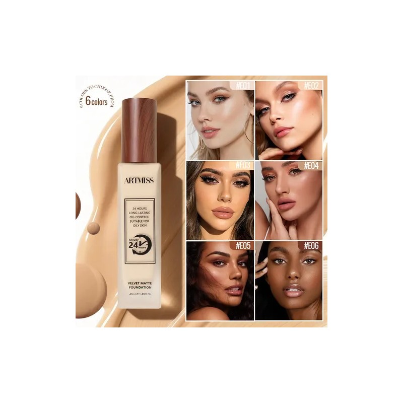 Artmiss Base Maquillaje Líquida Matte Control Brillo 24h40ml
