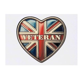 'Union Jack Veteran Heart' Temporary Tattoo - Water Resistant, Skin-Safe, Non-Toxic Transfer (TO00081461)