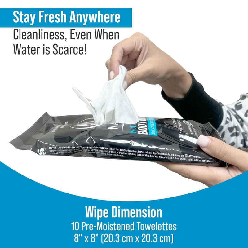 WARRIOR - WIN YOUR BATTLES- Waterless Hypoallergenic Cleaning Wipes Enriched