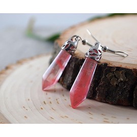 Rose Quartz Dangle Earrings for Women Rose Quartz Crystal Drop Earrings Silver Pink Quartz Earrings Stone of Love and Beauty Anniversary Gifts
