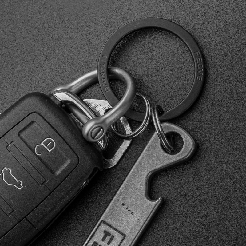 FEGVE Titanium Key Chain Rings Split Rings 4 Pack –
