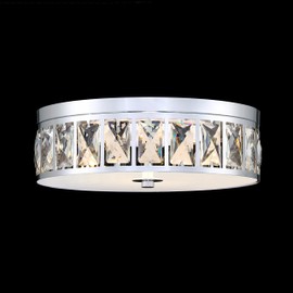 CJY CHENJINYAN 11" Crystal Farmhouse Drum Close to Ceiling Light Fixture LED Bulb 20W 3000K,Nickel Finish for Living Dining Room Bedroom Kitchen Island Hallway