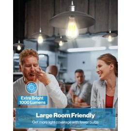 Sunco 12 Pack Vintage LED Edison Bulbs, 75W Equivalent 8.5W, 1000 LM, Dimmable ST58 Filament, 5000K Daylight, E26 Medium Base, Clear Glass Light Bulbs