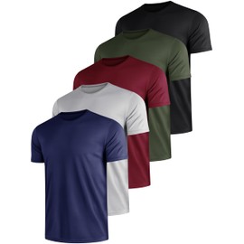 5 Pack Men's Dry Fit Moisture Wicking Performance Tshirts Mesh Quick Dry Active Athletic Crew Tees Short Sleeve,4XL,5P2