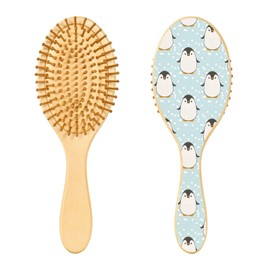 Wooden Hair Brush, Happy Penguin Animal Hairbrush for Long Short Curly Thick Thin Hair,Women Men Boys Girls Hair Brush