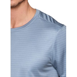 RBX Activewear Workout T-Shirt for Men, Lightweight Striped Stretch Jersey Moisture Wicking Quick Dry Running Gym Shirt Stripe Light Blue M