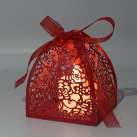 KPOSIYA - Paquete de 70 cajas de caramelos rosas cortadas con láser, cajas de regalo de 2.5 x 2.5 x 3.1 pulgadas, cajas de regalo para despedida de soltera, fiesta de cumpleaños, boda, regalo (rojo)