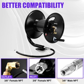 Tool Daily Pressure Washer Hose Reel, 150 FT Heavy Duty Steel Hose Reel for Power Washer, 3/8" Hose Reel Hand Crank, 4000 PSI