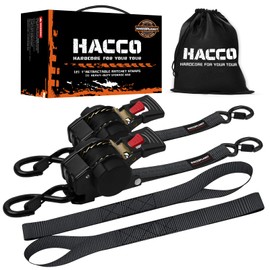 Haccoplanet Retractable Ratchet Straps 1763lbs Break Strength Upgraded Controlled Retraction Auto Ratchet Tie Down Straps with Soft Loop for Truck Motorcycle Cargo (10FT-2PK)