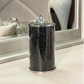 SVRCK Exquisite Glass Canister with Gift Box, Elegant Black Design, Versatile Storage Solution