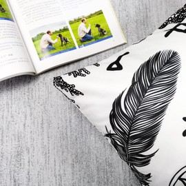 ZHILING Cushion Cover 18x18 inch Home Decor Set of 4 Cushion Covers Decorative for Bed Sofa Cushion Couch Outdoor Capricorn Cat Feather Moth Gothic Cushion Covers 45 x 45 cm (Black and White)