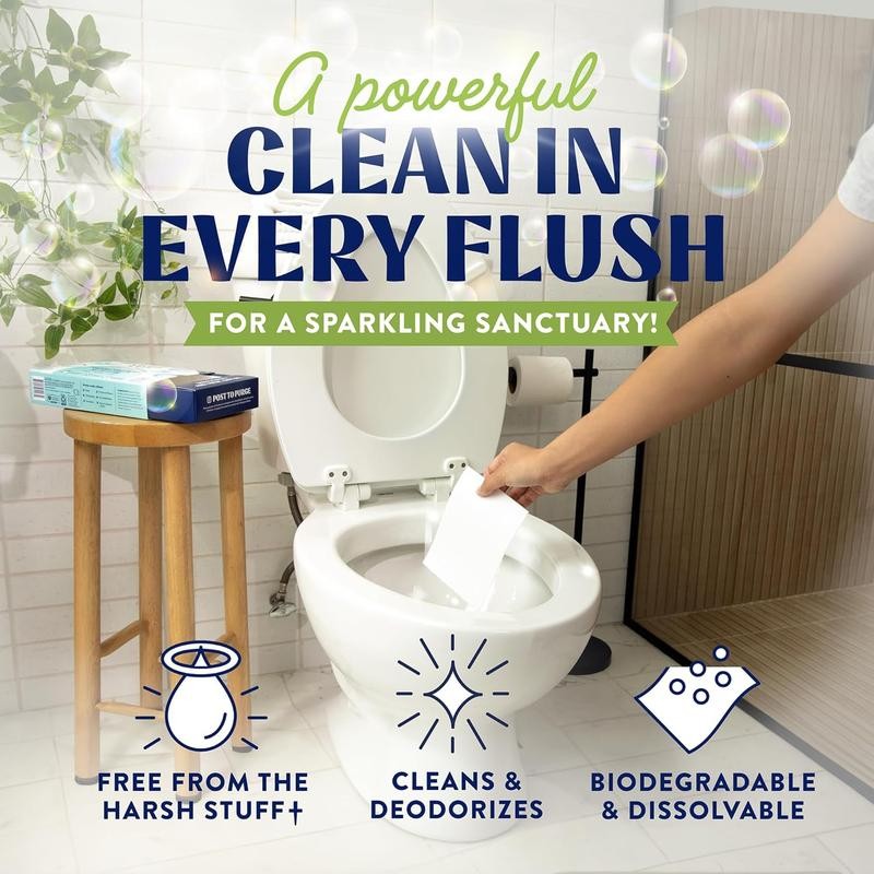 Toilet Bowl Cleaner Sheets - Dissolvable, Septic Safe, Effective Cleaning,