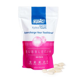 Epic 100% Xylitol Bubblegum Chewing Gum - Sugar Free, Aspartame Free Dental Gum - Supports Oral Health & Fresh Breath - 500 Pieces