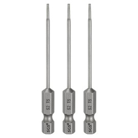 sourcing map 3pcs T5 Torx Head Screwdriver Bit 1/4" Hex Shank 3" (75mm) Long Magnetic No Hole Tip Tamper Proof 6 Point Star Screw Driver Drill Bits S2 Steel Industrial Power Screwdrivers