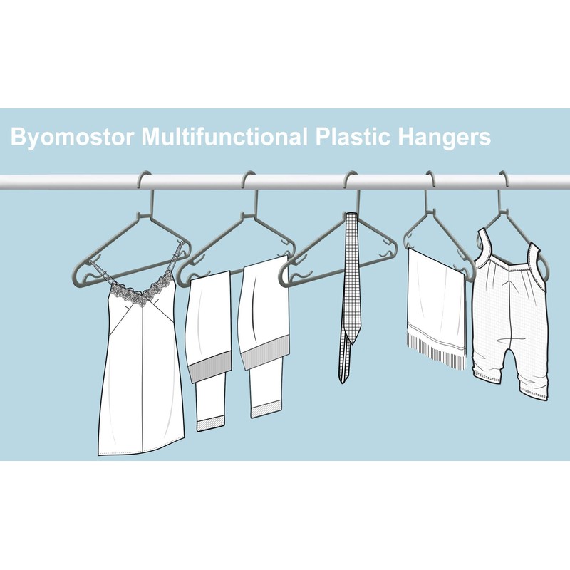 Byomostor Plastic Hangers 50 Pack, Light Weight Durable Clothes Hangers