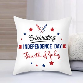 Rifuli Decorations Cushion Covers 45 cm x 45 cm Memorial Day Decor America Flag Stars and Stripes Patriotic Throw Pillow Covers Gnomes Pillows Indepe Fluffy Cushions Blue (A, One Size)