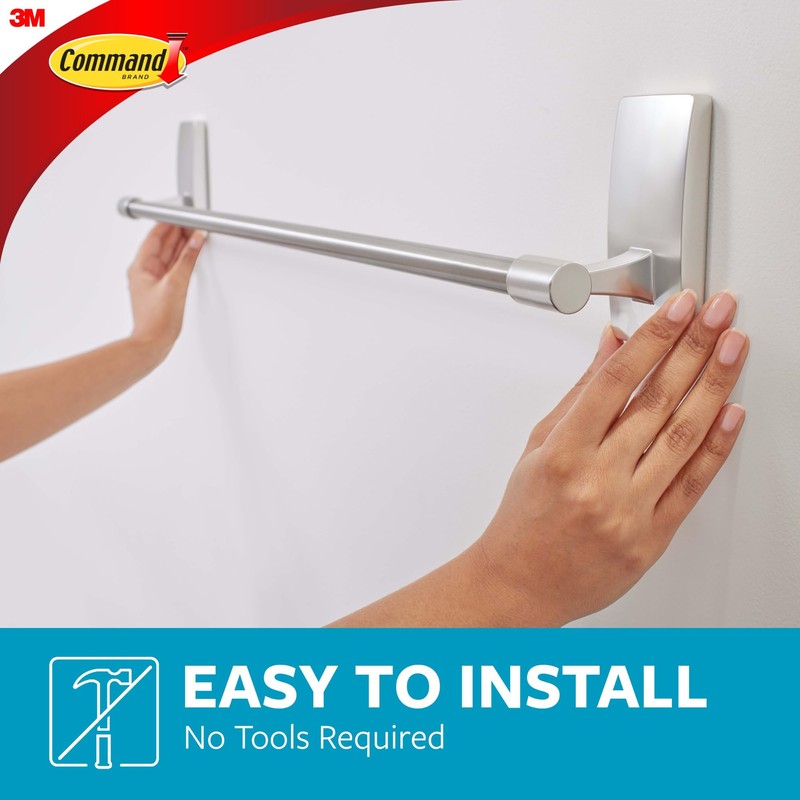 Command Bath Satin Nickel Towel Bar with Water Resistant Command