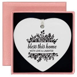 Bless This Home with Love and Laughter-Congrats Gifts Realtor to Homeowner-First Time Happy New Home Gifts- Housewarming Present for Houseowner-New Home Owners Present -Heart Shaped Ornament