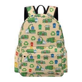 Fiwsuyr Garbage Trucks Backpack for Kids Boys 16 Inch Cartoon Garbage Trucks Schoolbag Travel Backpack