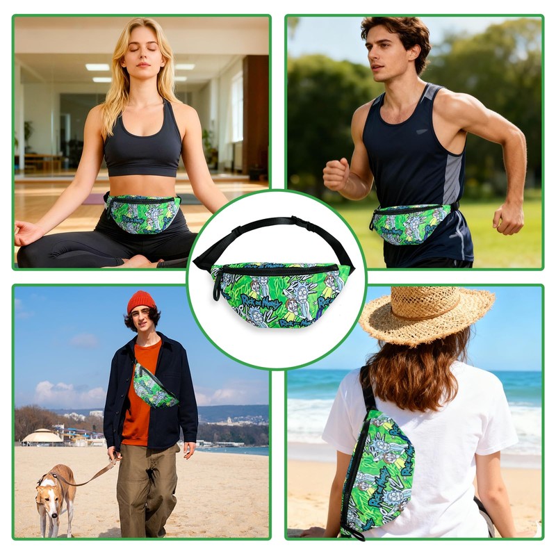 Rick and Morty Fanny Pack, Cartoon Waist Bag with Adjustable