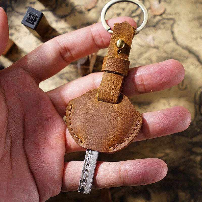 Kaaipee Genuine Leather Key Cover with Keychain Holder Key Cap