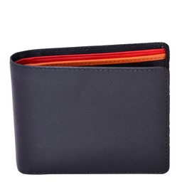 VISCONTI Men's Leather Wallet with RFID Protection, Genuine Leather Wallet, Large for Men with Coin Compartment, Wallet with Gift Box, Black/green, Classic