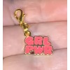 Gold Girl Power GRL PWR Charm Zipper Pull &Keychain Add