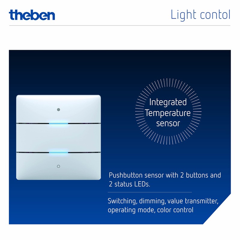 Theben 4969232 iON 102 KNX Push Button Sensor with 2