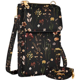Miss Adola Cute Crossbody Purse Cell Phone Bags - Leather Cellphone Wallet Purse with Adjustable Shoulder Strap and Handle Strap Women Fashion Vintage Grow Flower