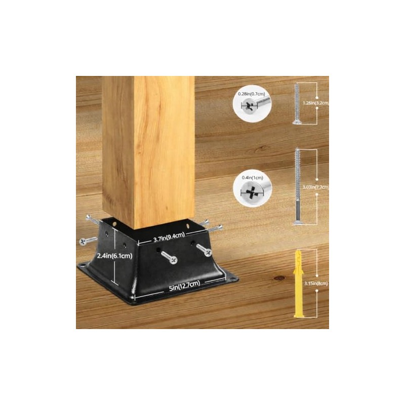 4x4 Post Base 10 Pcs, Inner Size 3.7"x3.7", Heavy Duty
