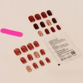 YoYoee Short Square False Nails - Gradient Marble Press On Nails, Full Cover Stick On Nails - 24PCS for Women and Girls