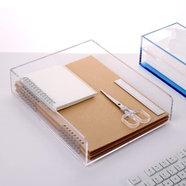 SANRUI Acrylic Stackable Letter Tray Desk Organizer Vertical Clear Paper Tray 2-Pack