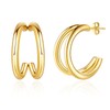 Double Hoop Earrings-14K Gold Plated Earrings Huggie Earrings Gold Huggie