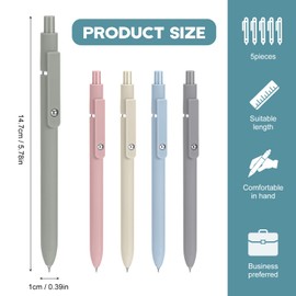 MumdoYAL Pack of 5 Retractable Gel Pens - 0.5mm Fine Point Quick Dry Ink Black Ink