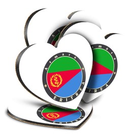 Destination Vinyl ltd Great Coasters (Set of 4) Heart - Eritrea Asmara Flag Travel Stamp Drink Glossy Coasters/Tabletop Protection for Any Table Type #5190