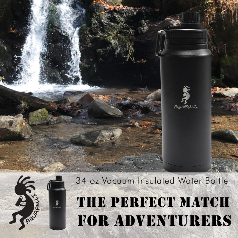 Aquapelli Water Bottle Midnight black 34 oz