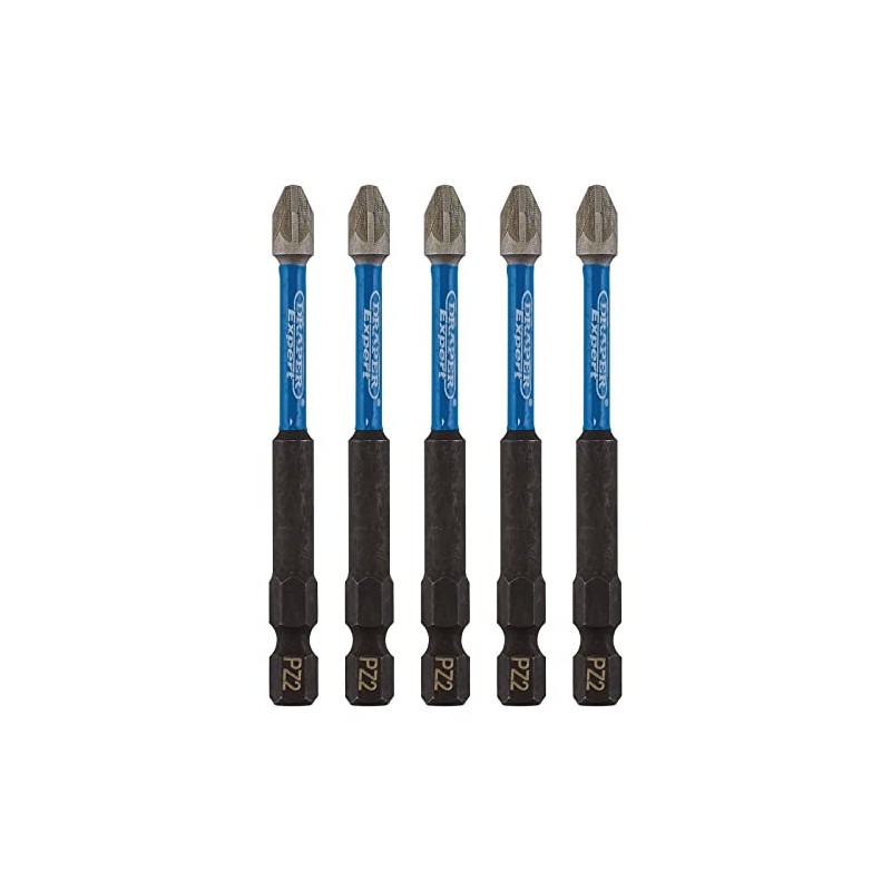 Draper 05675 PZ-Type Impact Screwdriver Bits, No.2 x 75mm (Pack