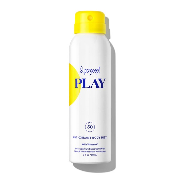 Supergoop! PLAY Antioxidant Body Mist w/ Vitamin C, 3 fl oz - SPF 50 PA++++ Reef-Friendly, Broad Spectrum Sunscreen - Body Spray for Sensitive Skin - Clean Ingredients - Great for Active Days