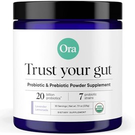 Ora Organic Suplemento en polvo prebiótico y probiótico 20 mil millones de probióticos, 7 cepas para el mejor polvo prebiótico, sin OGM, probióticos  