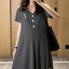 HL] 3-Button Soft V-Neck Casual Maternity Charcoal/2XL