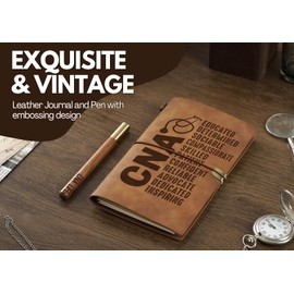 InnoBeta CNA Gifts for Nursing Student, Certified Nursing Assistant Journal & Pen Leather with Faith Message Refillable Notebook, Travel Diary, 7.8x5 Inches