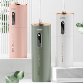 Water Flosser, Cordless Portable Oral Irrigator, Five Nozzles, 3 Modes of Adjustment, Water Molecule Bubbles, 280ml Water Tank - Color: White